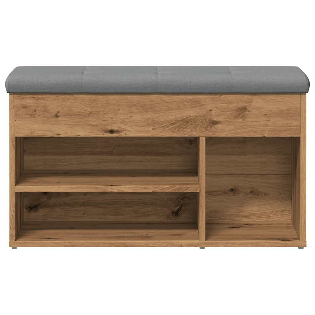 Schoenenbank 82x32x45,5 cm bewerkt hout artisanaal eikenkleur