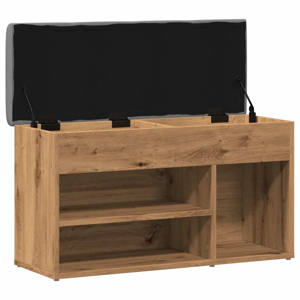 Schoenenbank 82x32x45,5 cm bewerkt hout artisanaal eikenkleur