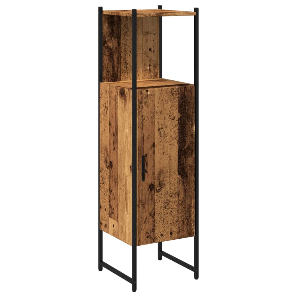 Badkamerkast 33x33x120,5 cm bewerkt hout oud houtkleurig