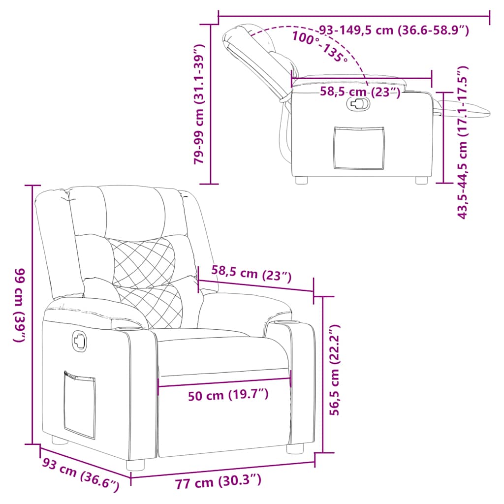 Fauteuil verstelbaar stof taupe