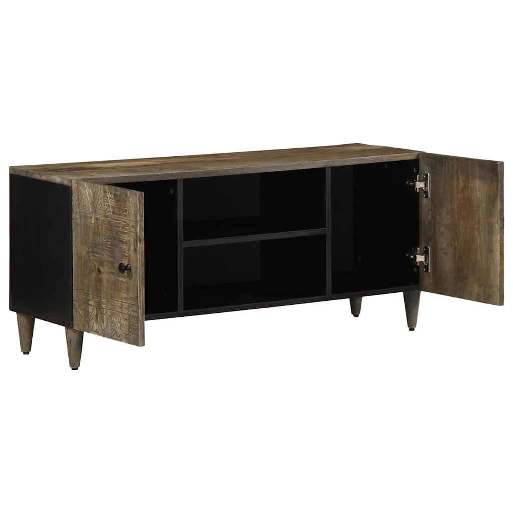 Tv-meubel 105x33,5x46 cm massief mangohout lichtgrijs