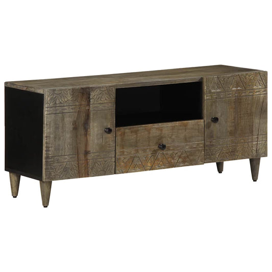 Tv-meubel 105x33,5x46 cm massief mangohout lichtgrijs