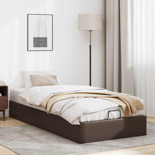 Bedframe zonder matras 90x190 cm kunstleer bruin