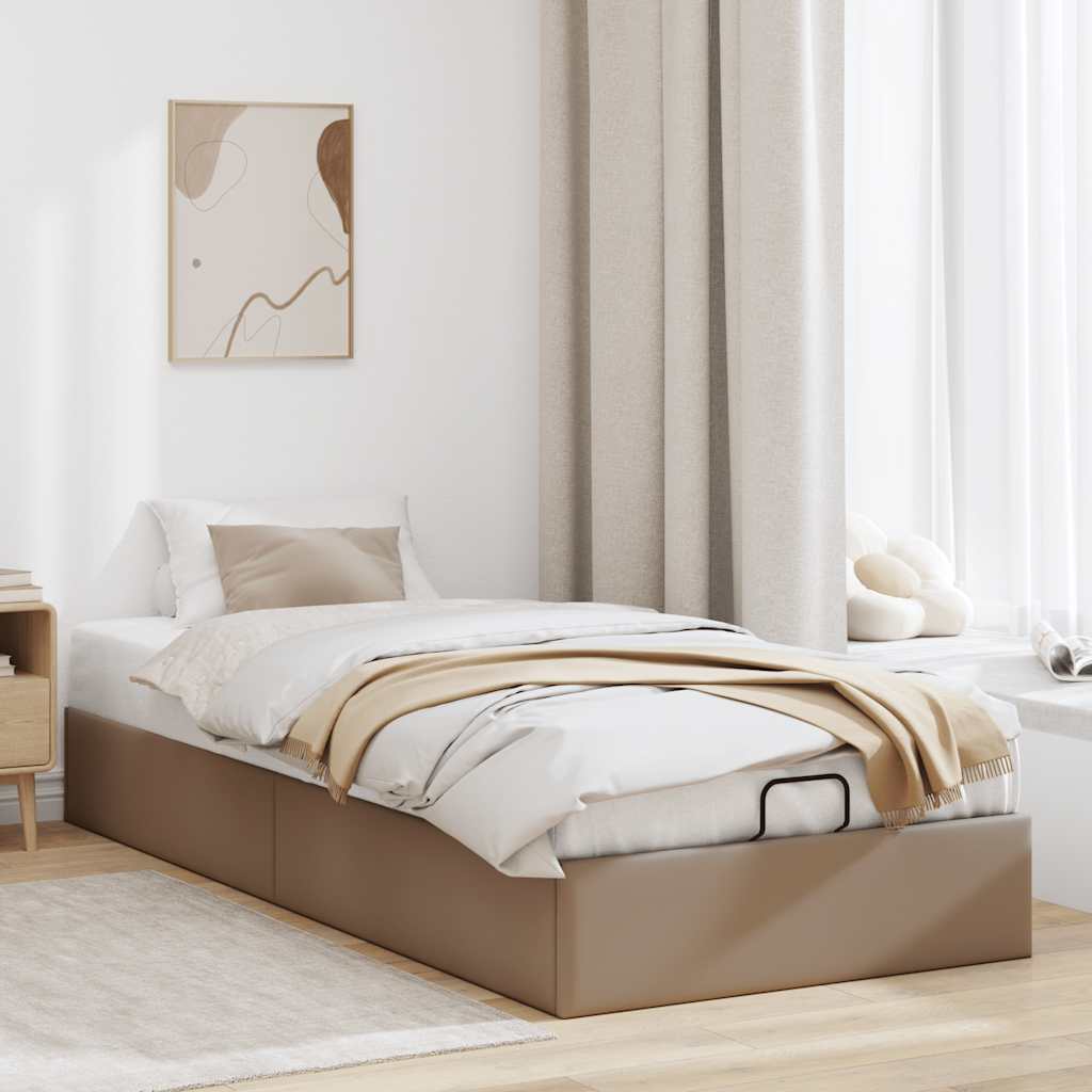 Bedframe zonder matras 90x190 cm kunstleer cappuccinokleurig