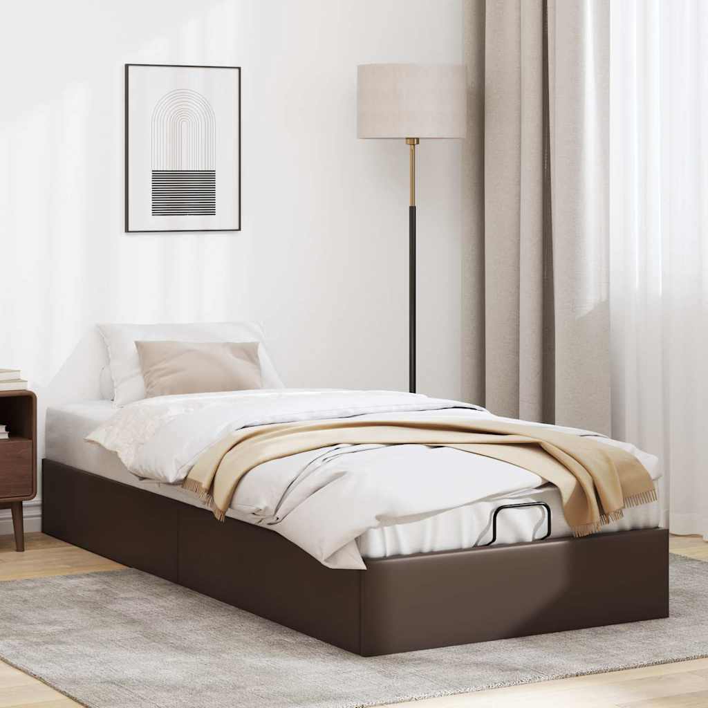 Bedframe zonder matras 90x200 cm kunstleer bruin