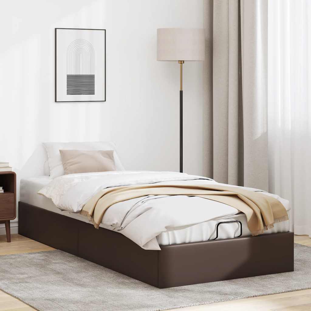 Bedframe zonder matras 100x200 cm kunstleer bruin