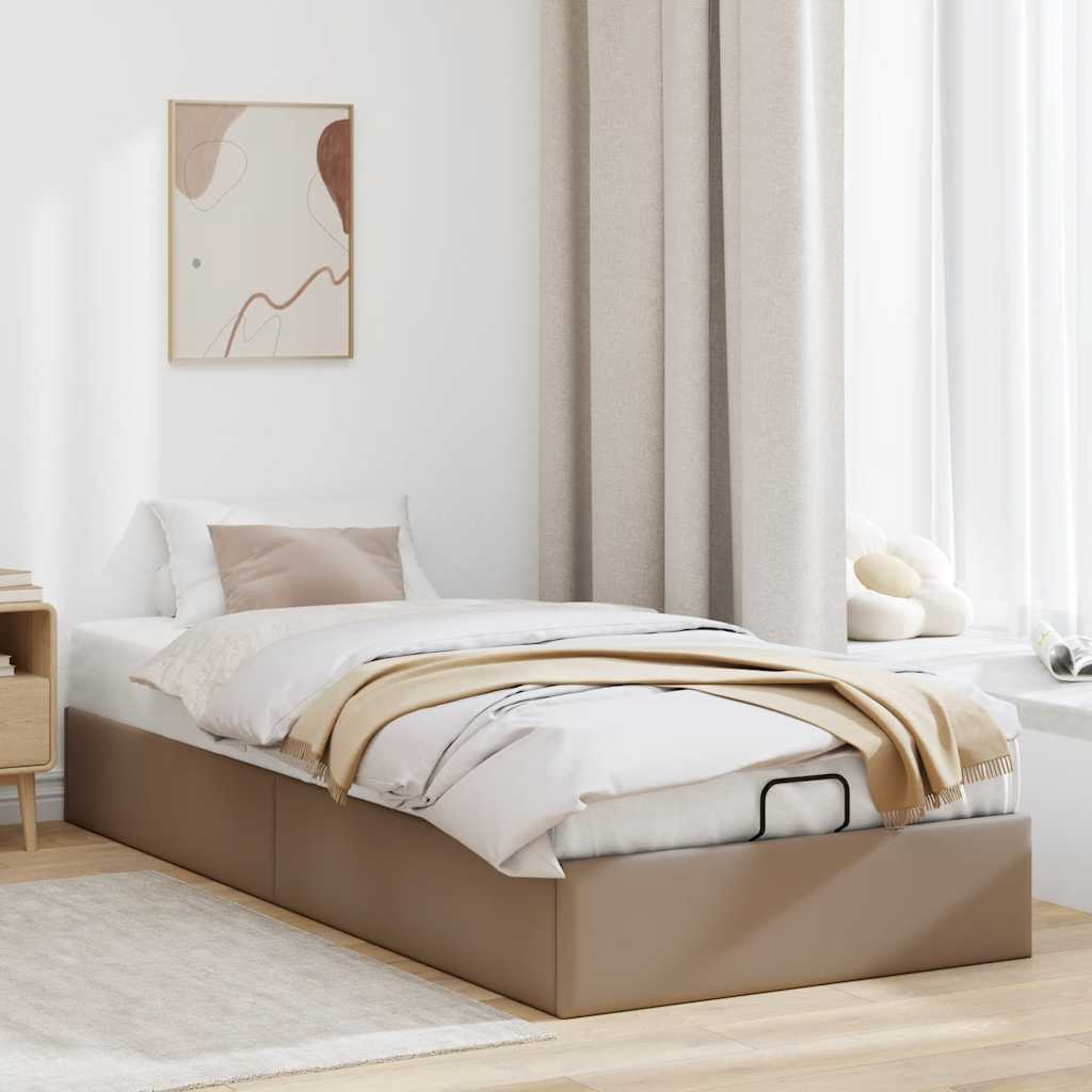 Bedframe zonder matras 100x200 cm kunstleer cappuccinokleurig