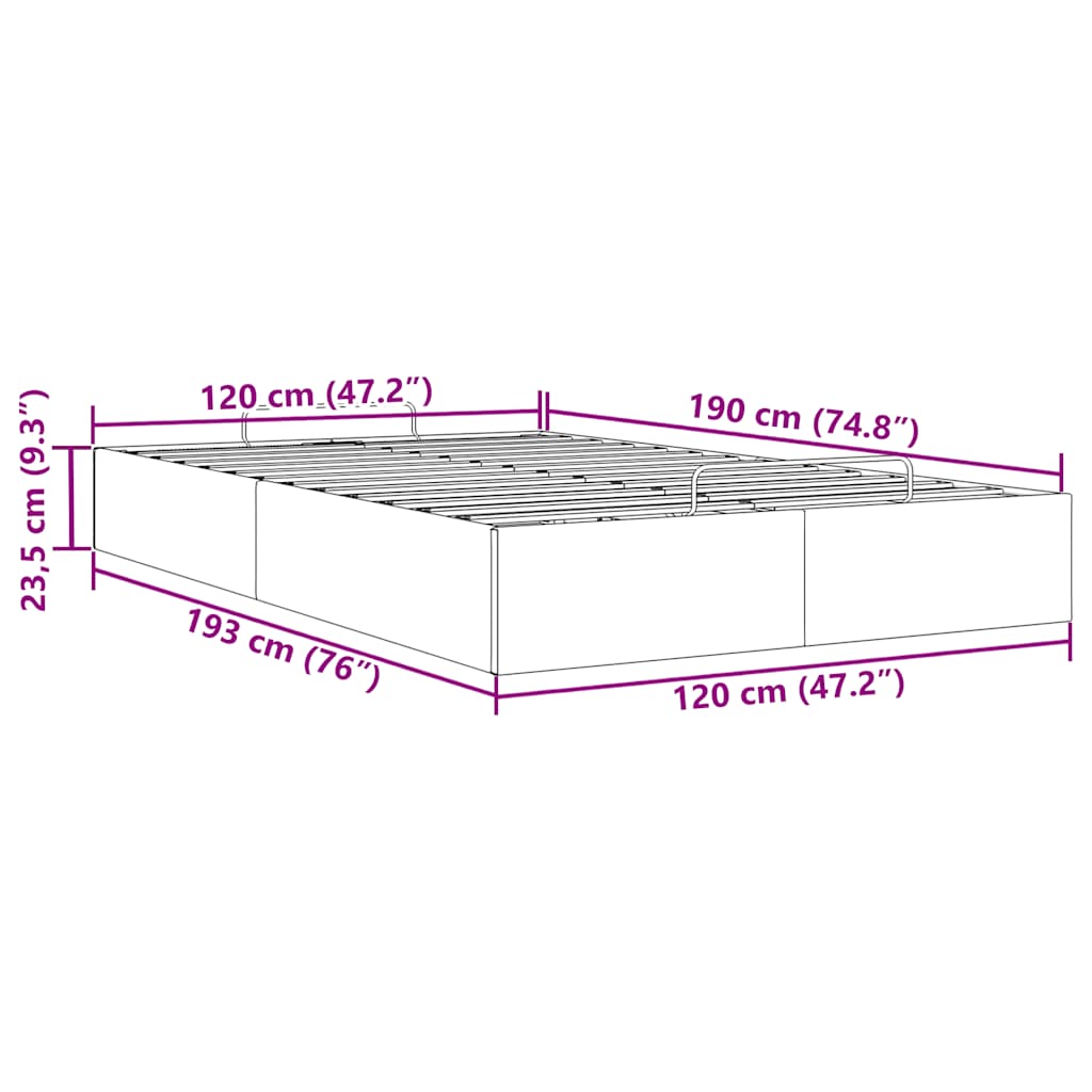 Bedframe zonder matras 120x190 cm kunstleer grijs