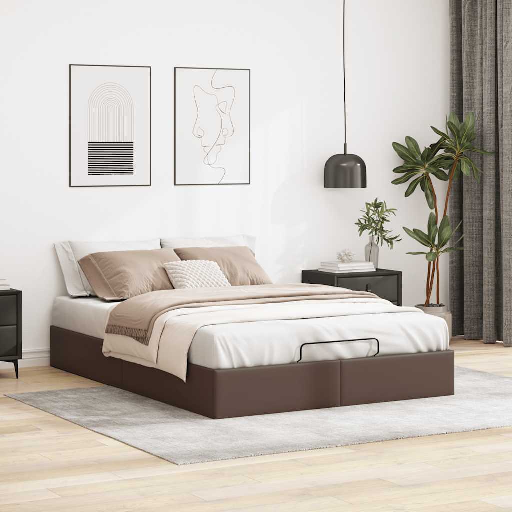 Bedframe zonder matras 140x190 cm kunstleer bruin