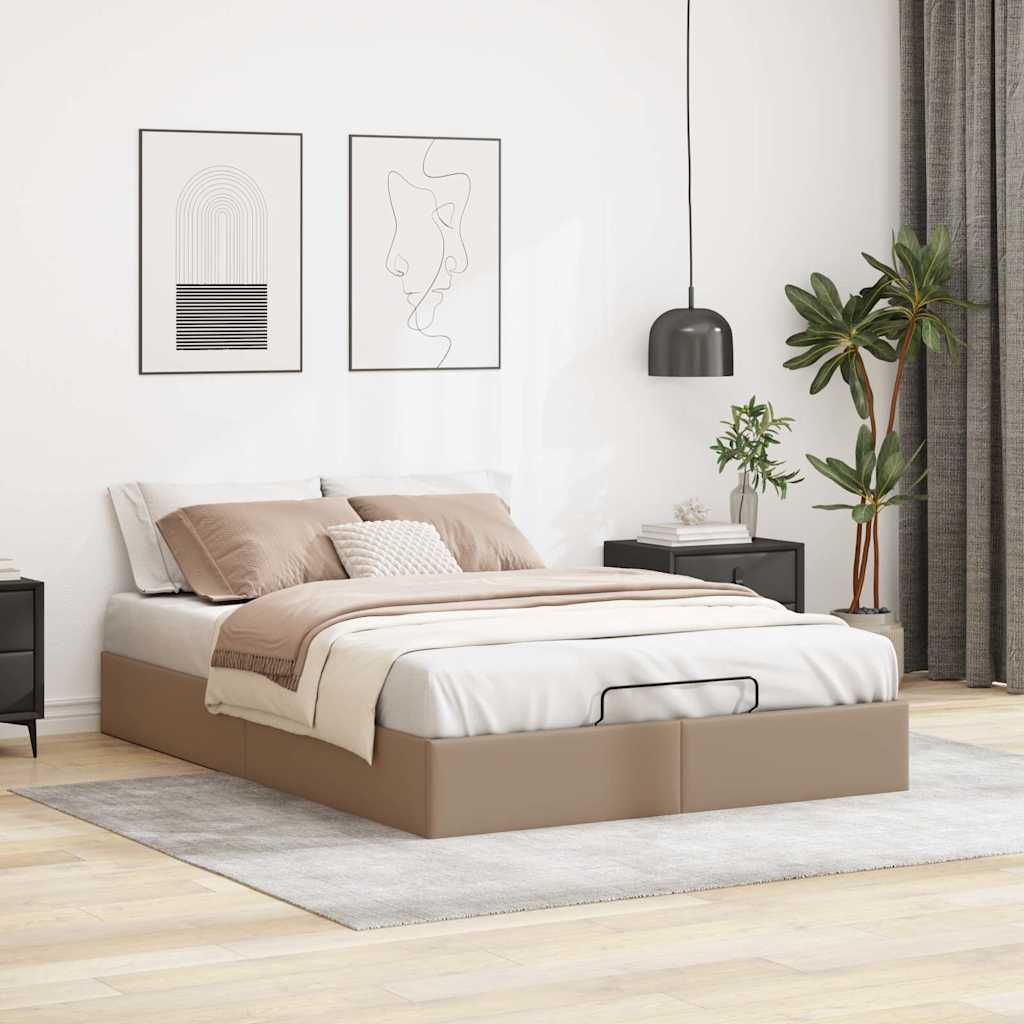 Bedframe zonder matras 140x190 cm kunstleer cappuccinokleurig