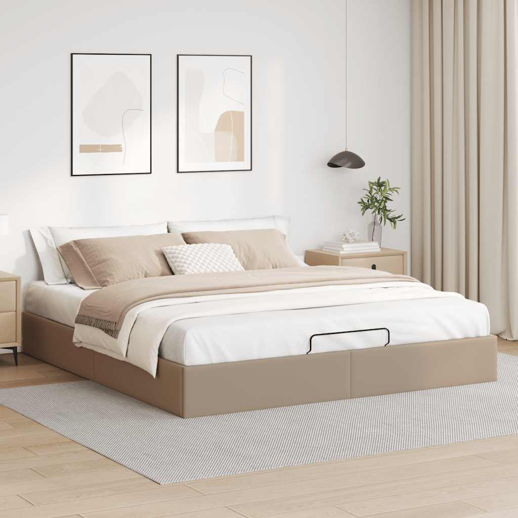 Bedframe zonder matras 180x200 cm kunstleer cappuccinokleurig