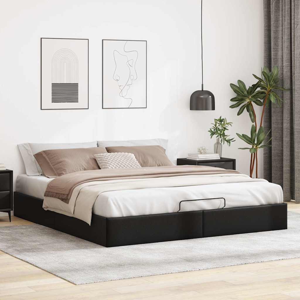 Bedframe zonder matras 200x200 cm kunstleer zwart