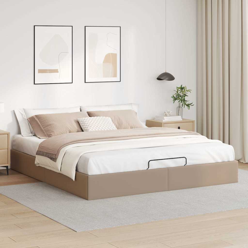 Bedframe zonder matras 200x200 cm kunstleer cappuccinokleurig