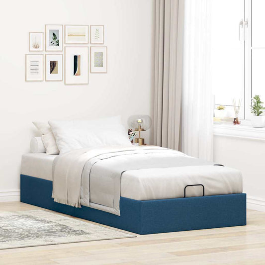 Bedframe zonder matras 80x200 cm stof blauw