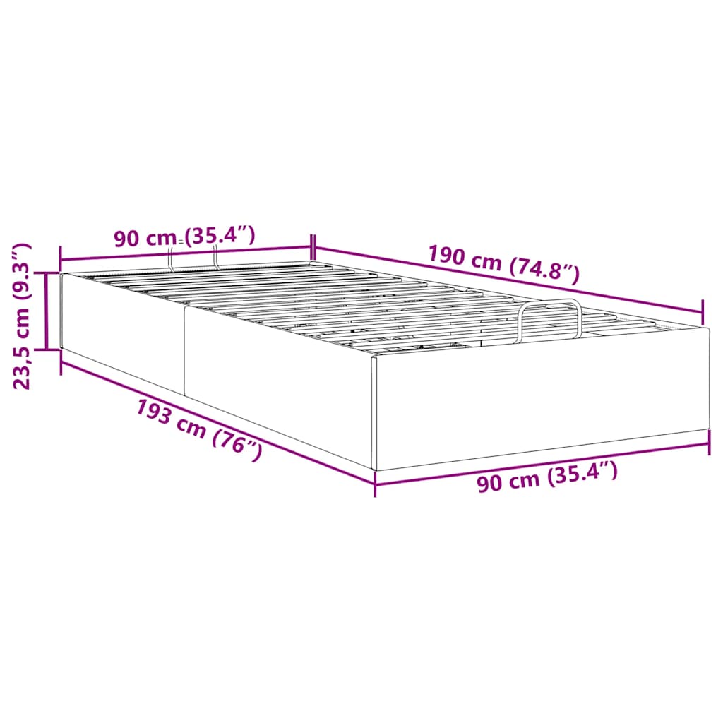 Bedframe zonder matras 90x190 cm stof donkerbruin