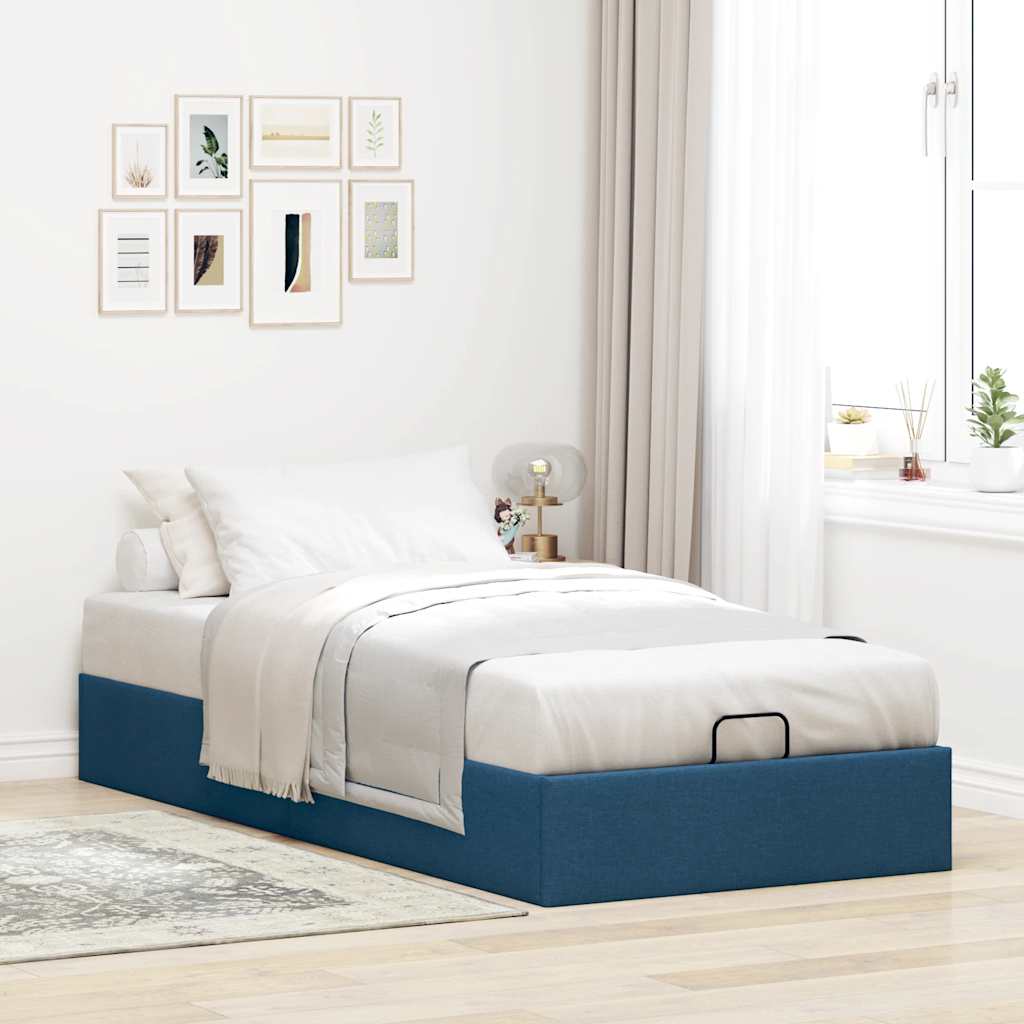 Bedframe zonder matras 90x190 cm stof blauw