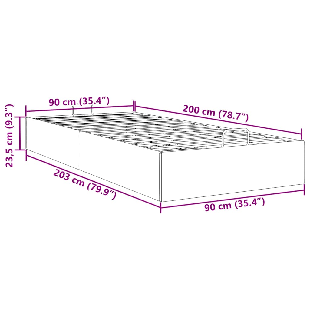 Bedframe zonder matras 90x200 cm stof donkergrijs