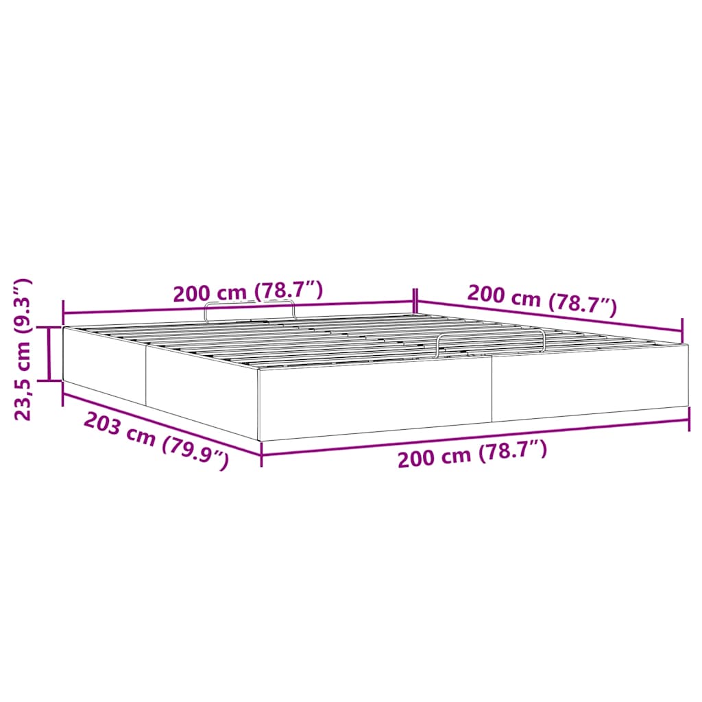 Bedframe zonder matras 200x200 cm stof lichtgrijs