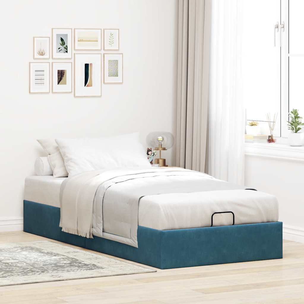 Bedframe zonder matras 90x190 cm fluweel donkerblauw