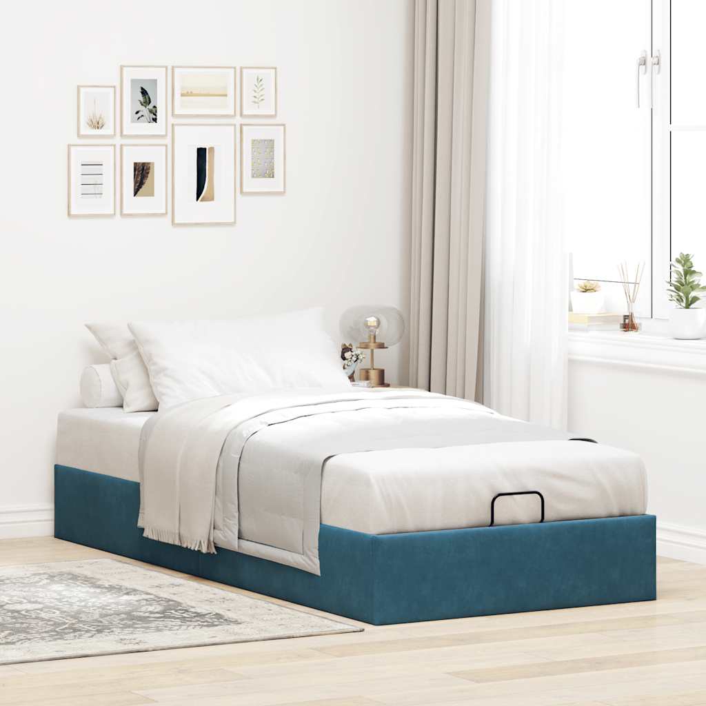 Bedframe zonder matras 90x200 cm fluweel donkerblauw