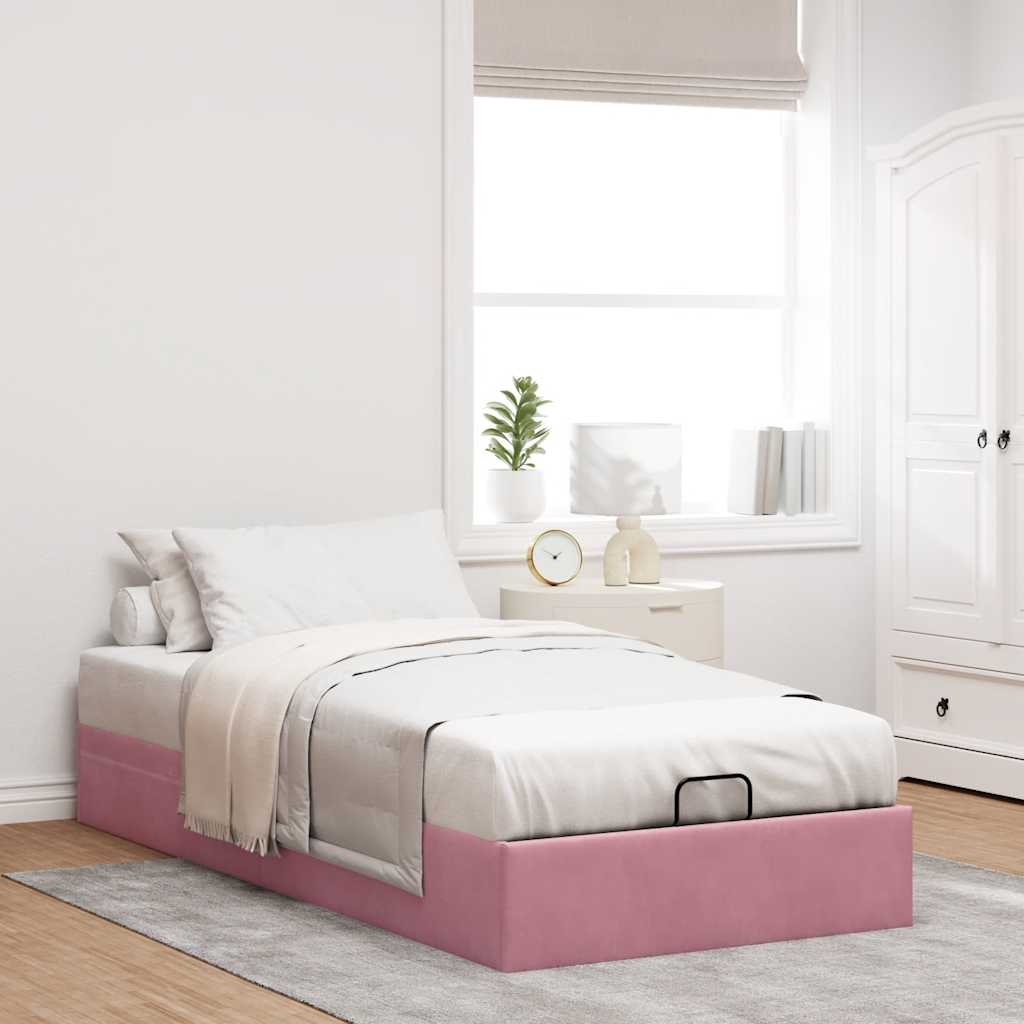 Bedframe zonder matras 90x200 cm fluweel roze