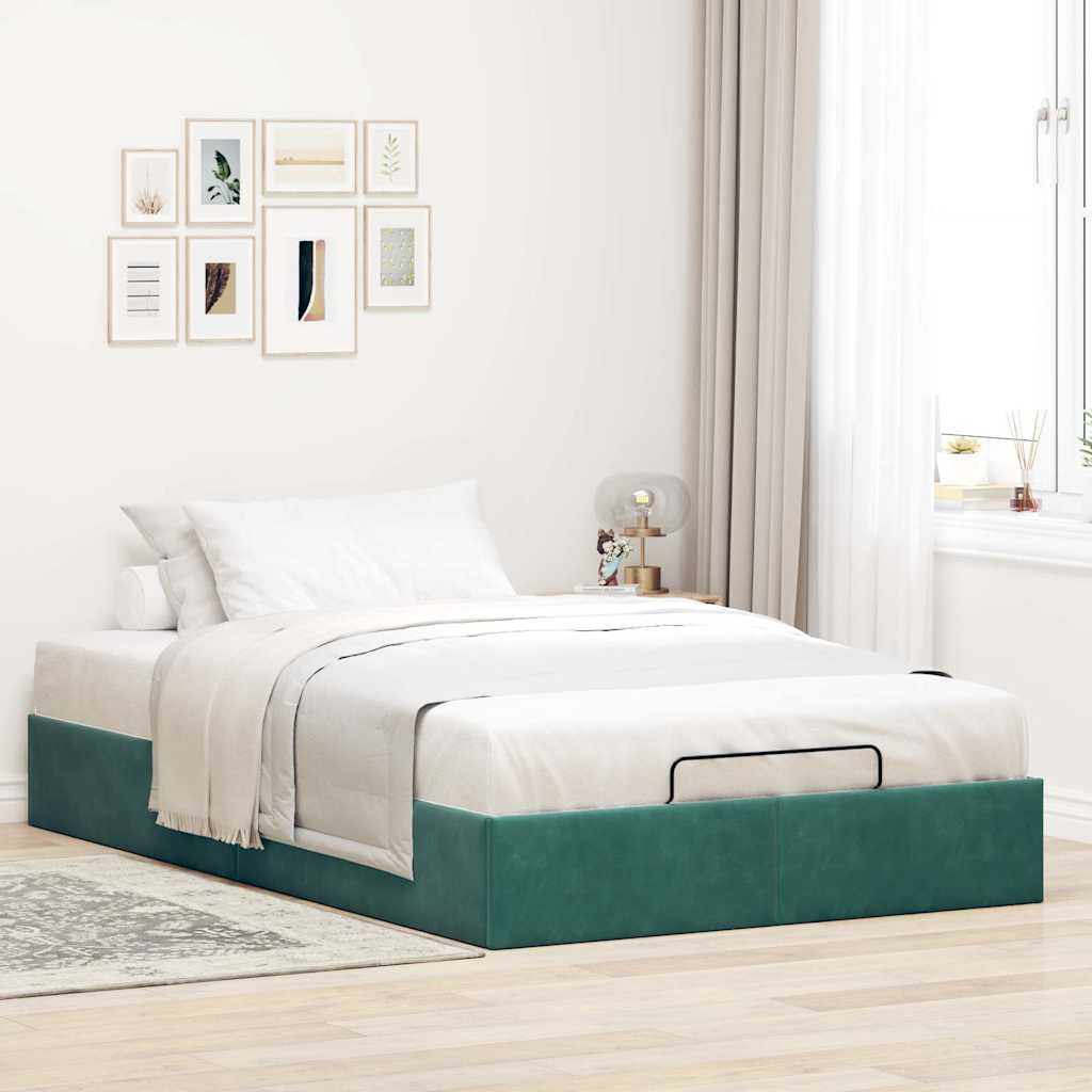 Ottoman bedframe zonder matras 120x200 cm fluweel donkergroen