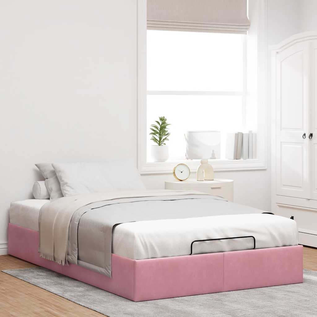 Ottoman bedframe zonder matras 120x200 cm fluweel roze