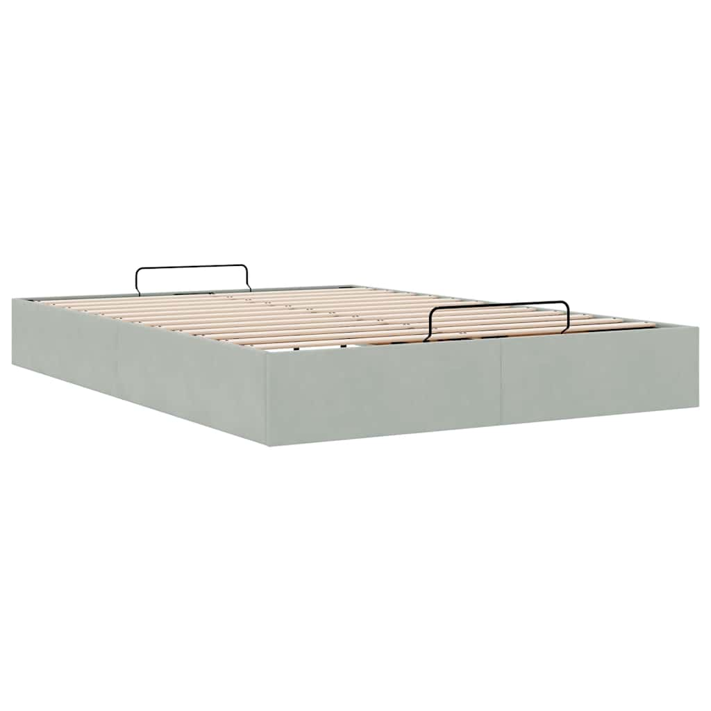 Ottoman bedframe zonder matras 140x190 cm fluweel lichtgrijs