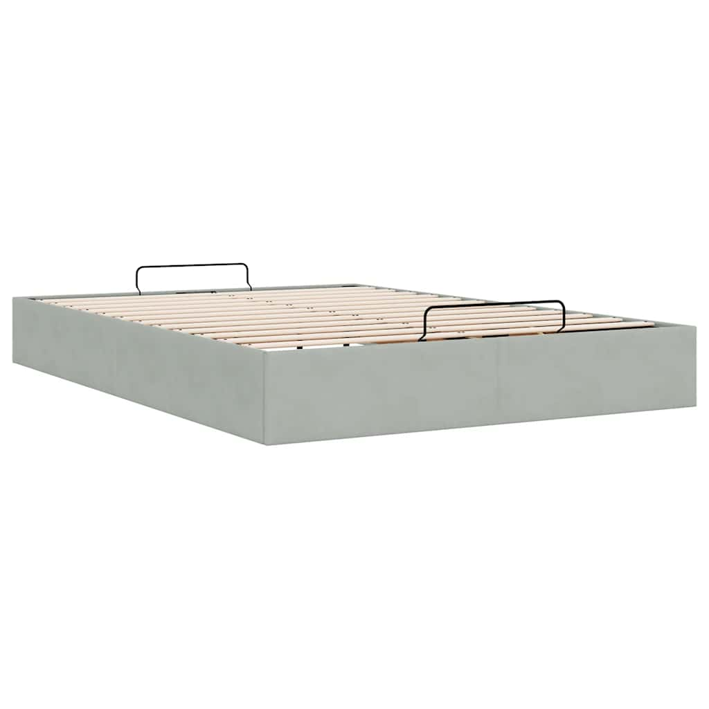 Ottoman bedframe zonder matras 140x190 cm fluweel lichtgrijs