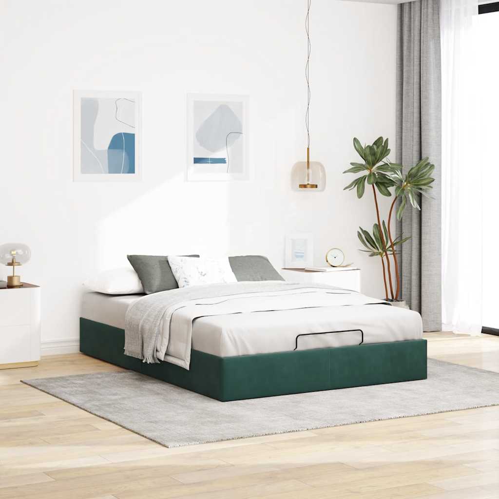 Ottoman bedframe zonder matras 140x190 cm fluweel donkergroen