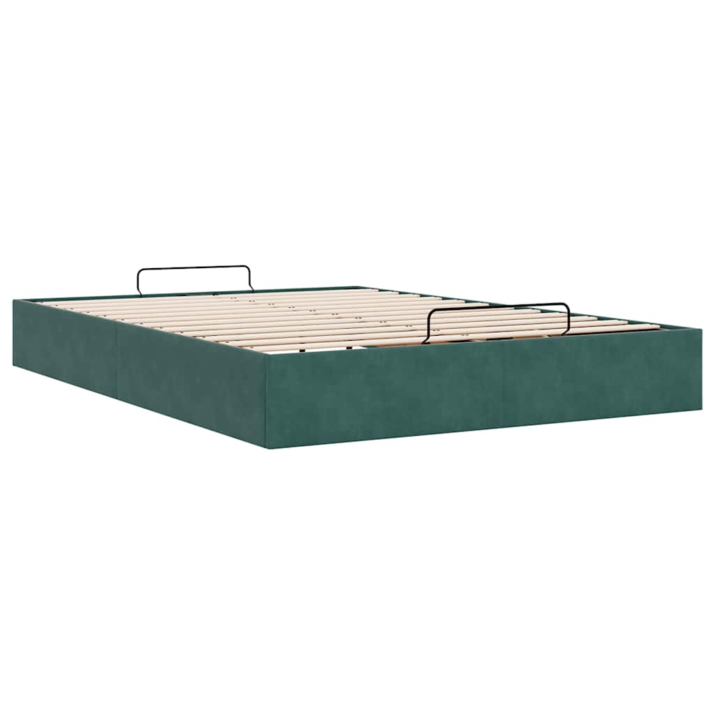 Ottoman bedframe zonder matras 140x190 cm fluweel donkergroen