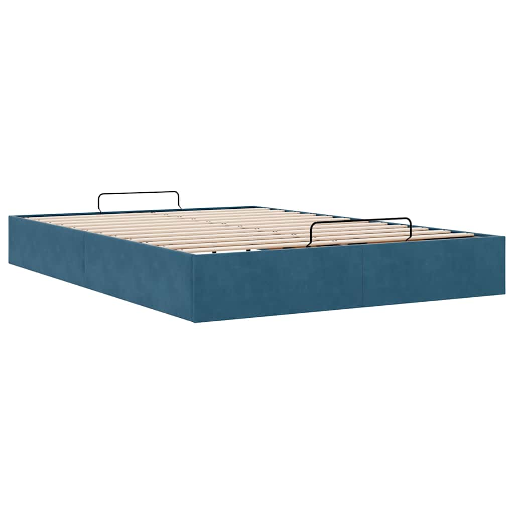 Ottoman bedframe zonder matras 140x190 cm fluweel donkerblauw