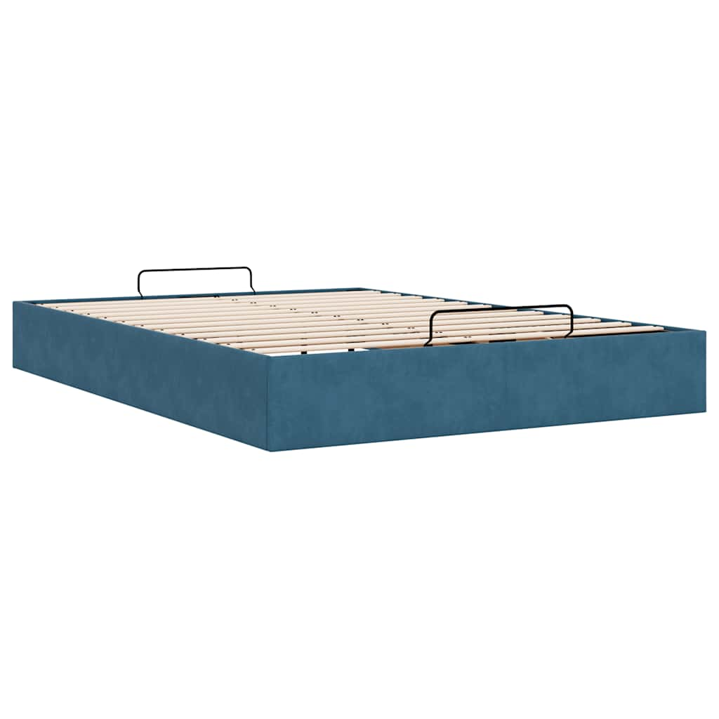 Ottoman bedframe zonder matras 140x190 cm fluweel donkerblauw