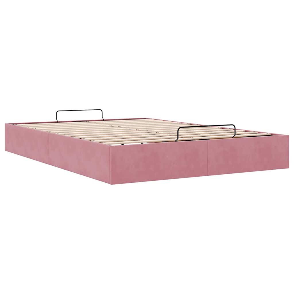 Ottoman bedframe zonder matras 140x190 cm fluweel roze