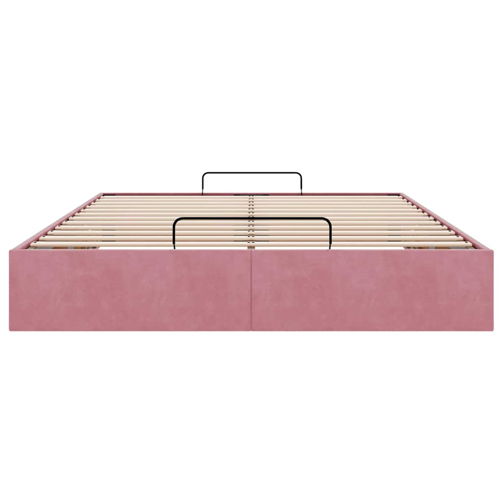 Ottoman bedframe zonder matras 140x190 cm fluweel roze