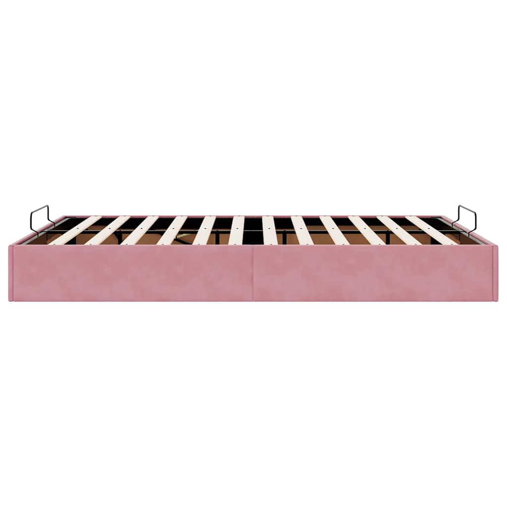 Ottoman bedframe zonder matras 140x190 cm fluweel roze