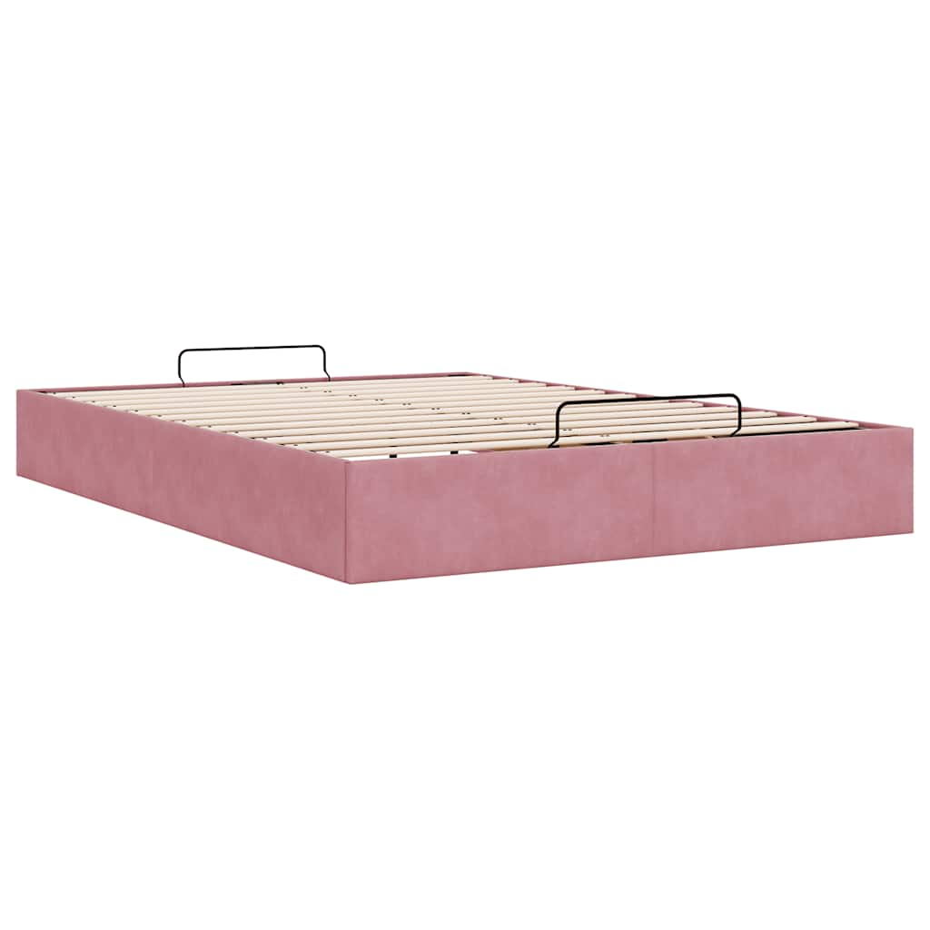 Ottoman bedframe zonder matras 140x190 cm fluweel roze