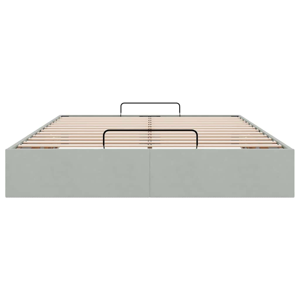 Ottoman bedframe zonder matras 140x200 cm fluweel lichtgrijs