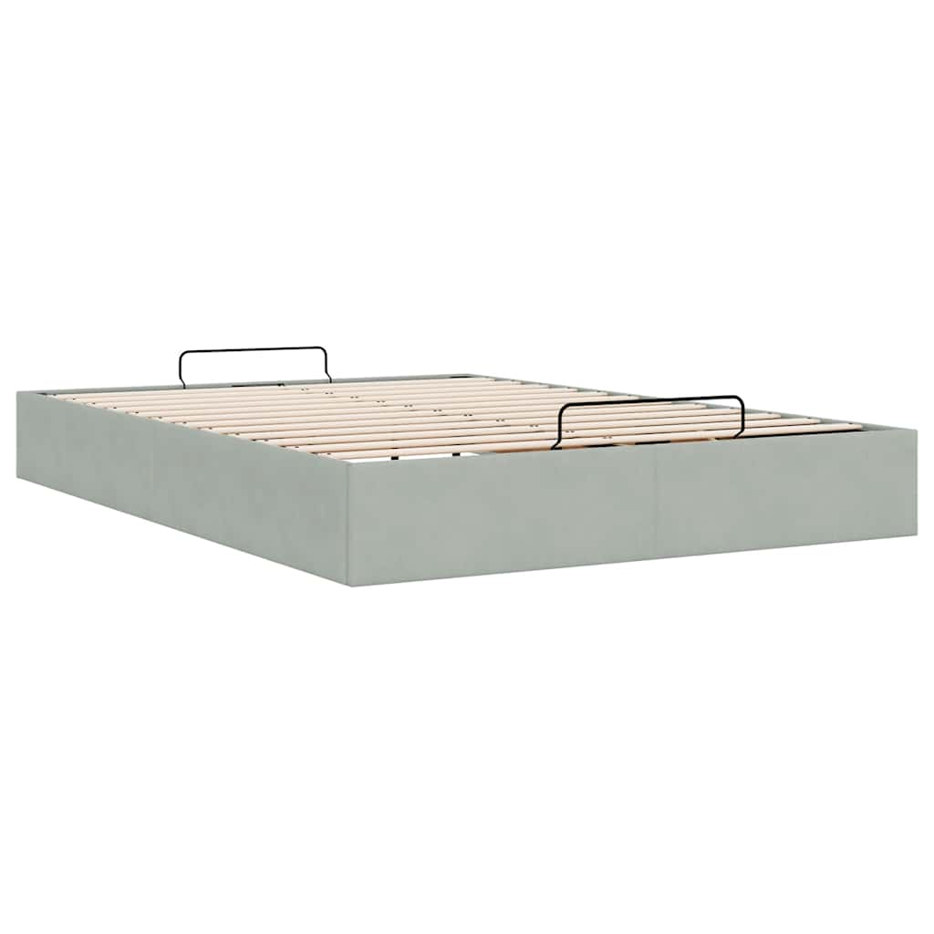 Ottoman bedframe zonder matras 140x200 cm fluweel lichtgrijs