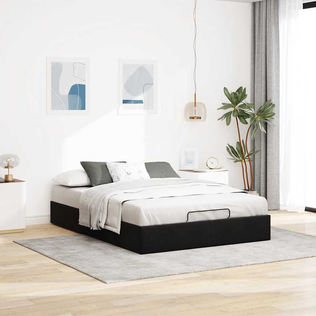 Ottoman bedframe zonder matras 140x200 cm fluweel zwart