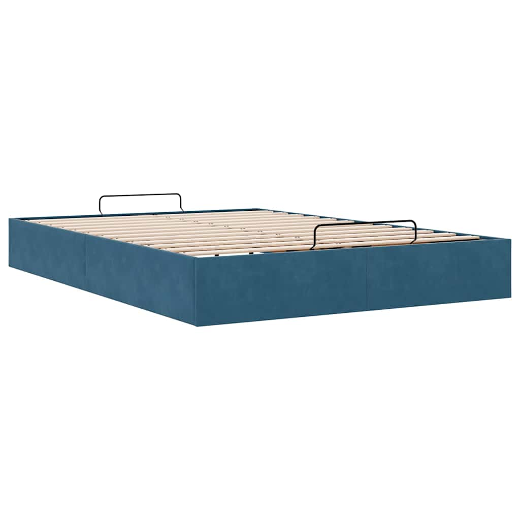 Ottoman bedframe zonder matras 140x200 cm fluweel donkerblauw