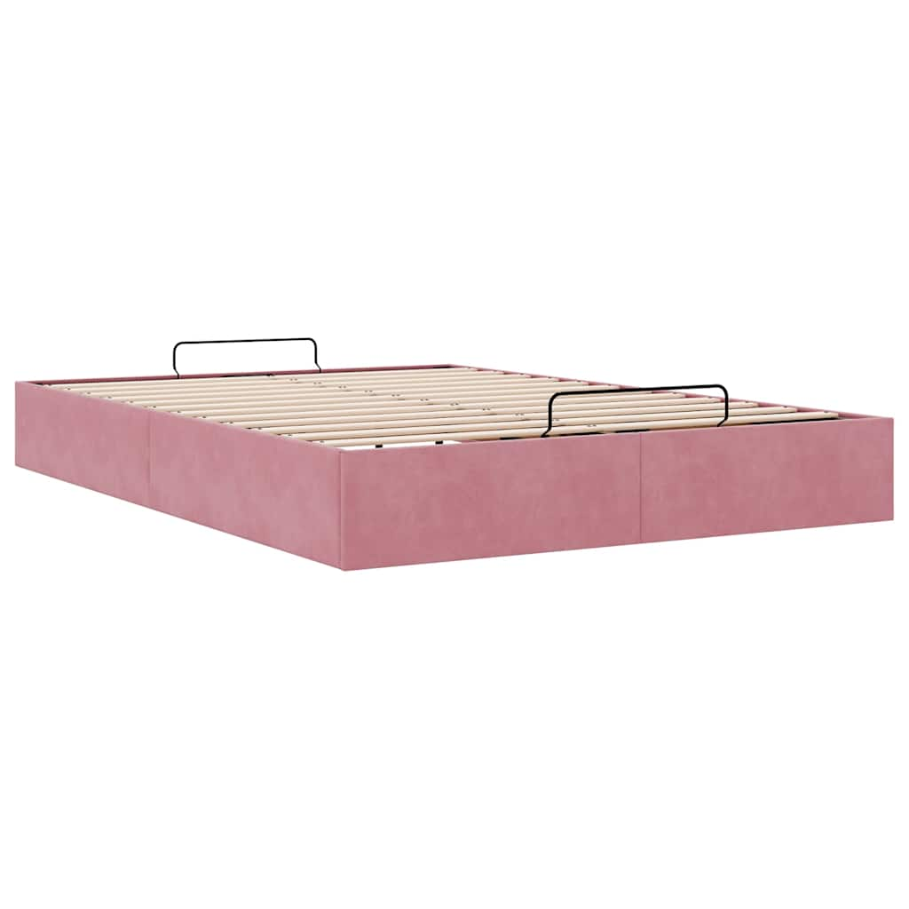 Ottoman bedframe zonder matras 140x200 cm fluweel roze