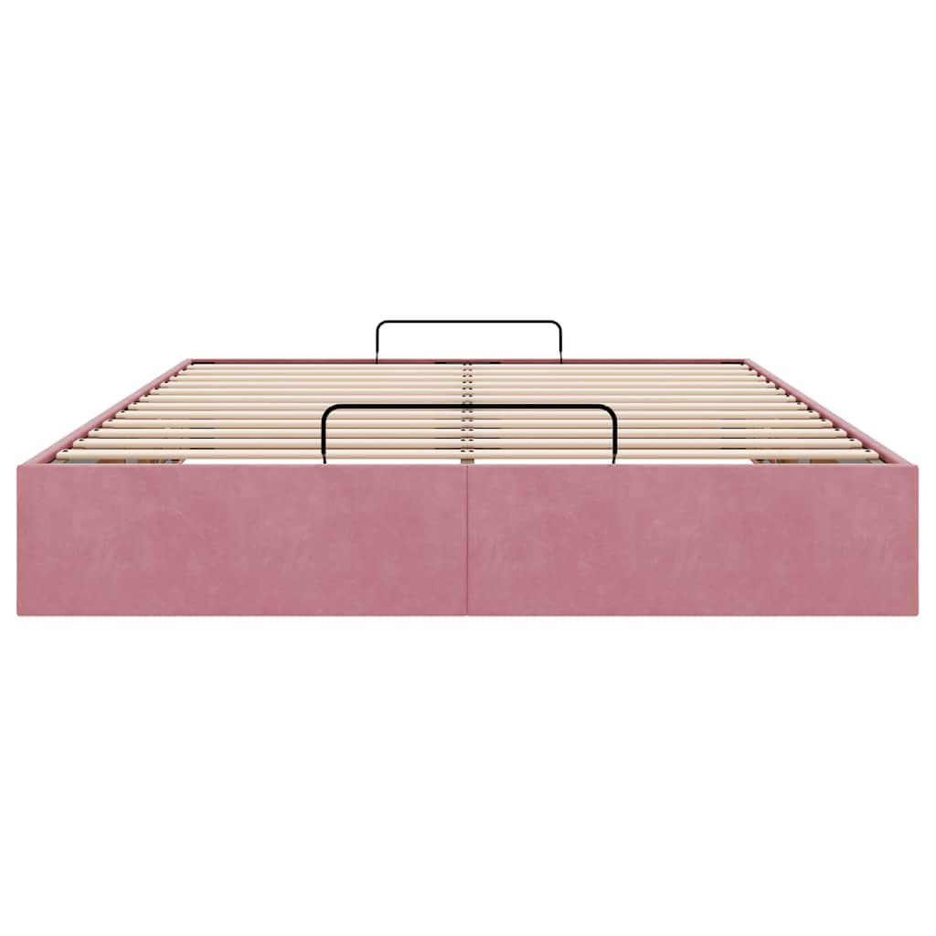 Ottoman bedframe zonder matras 140x200 cm fluweel roze