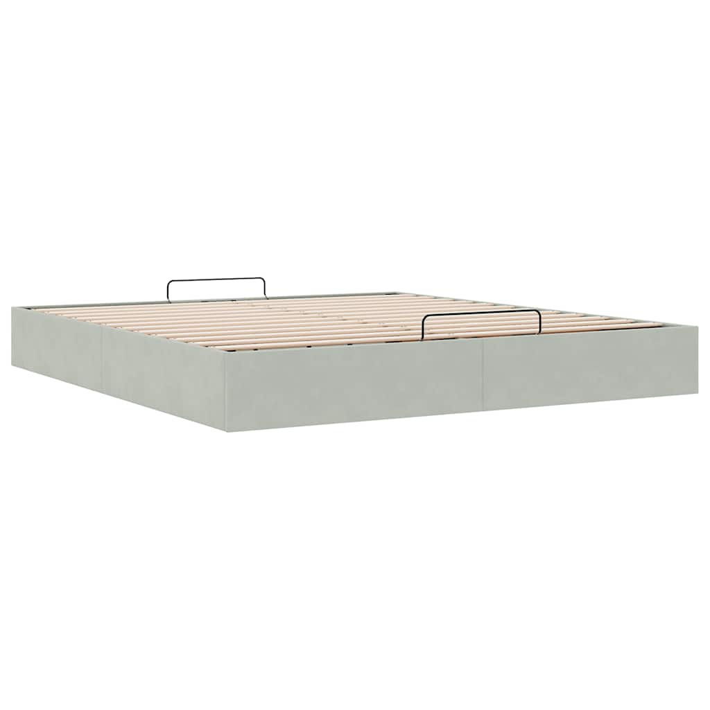 Ottoman bedframe zonder matras 160x200 cm fluweel lichtgrijs