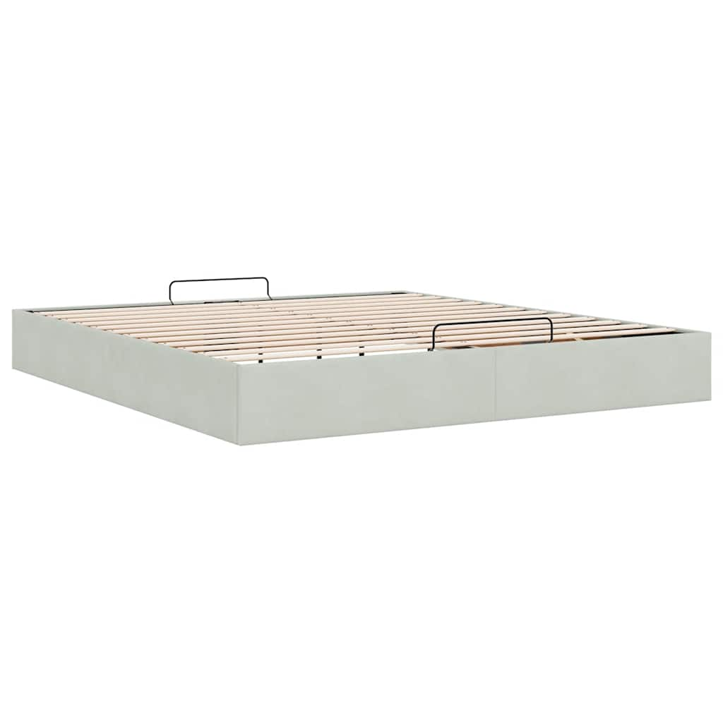 Ottoman bedframe zonder matras 160x200 cm fluweel lichtgrijs