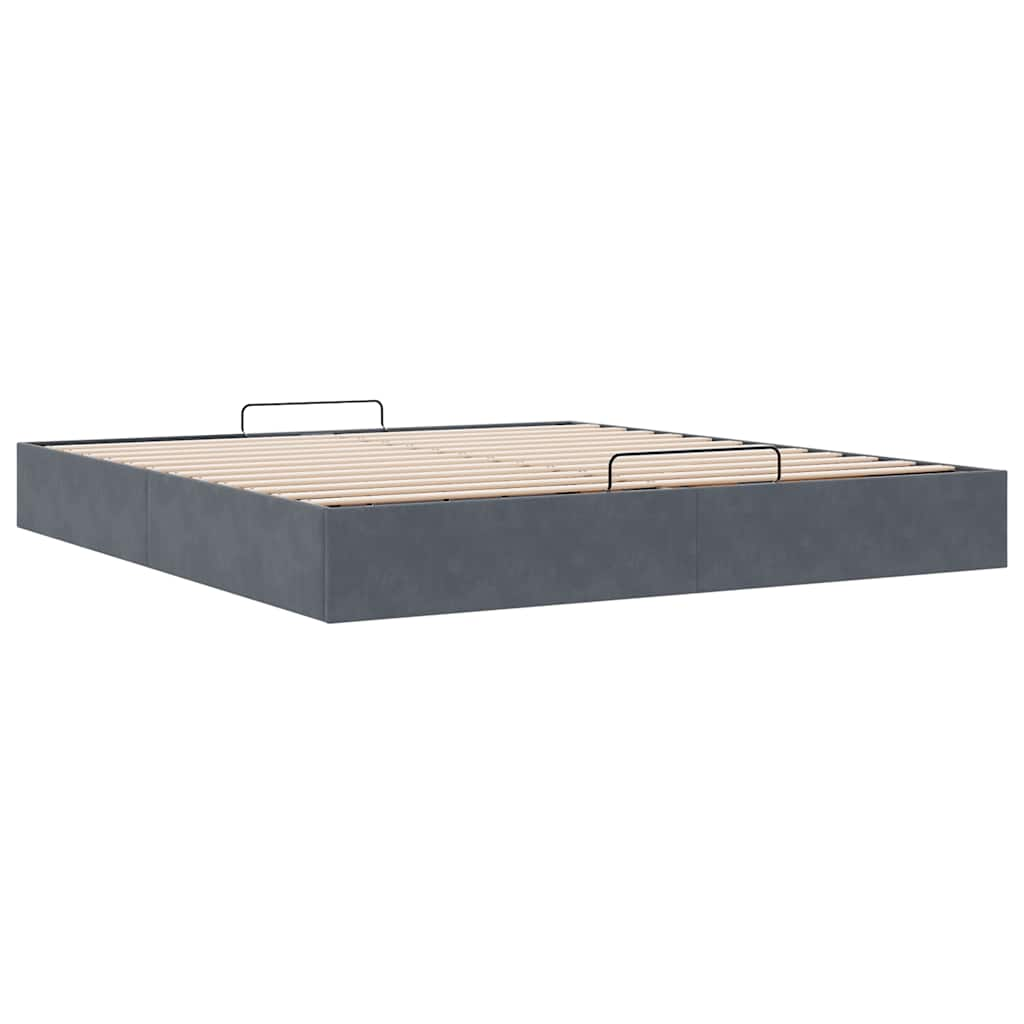 Ottoman bedframe zonder matras 160x200 cm fluweel donkergrijs