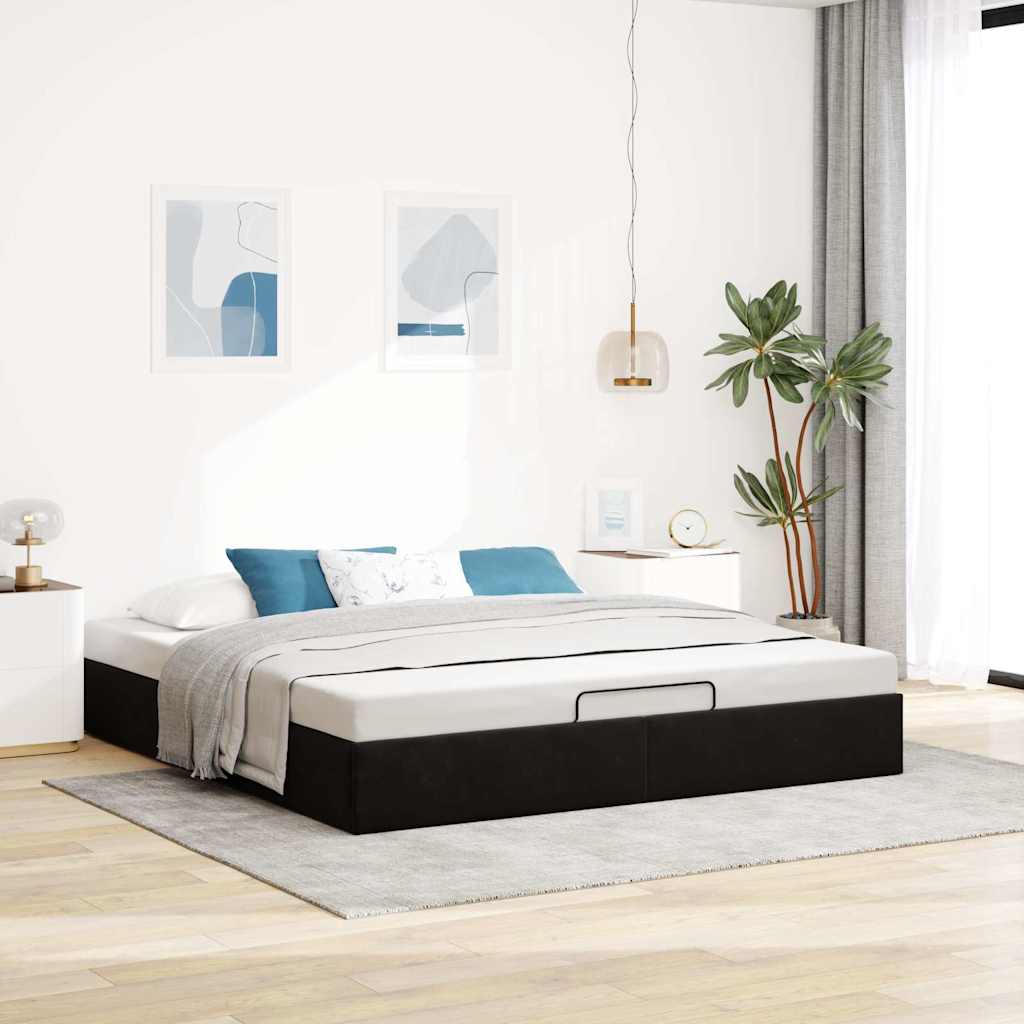 Ottoman bedframe zonder matras 160x200 cm fluweel zwart