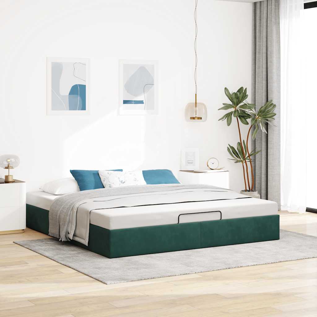 Ottoman bedframe zonder matras 160x200 cm fluweel donkergroen