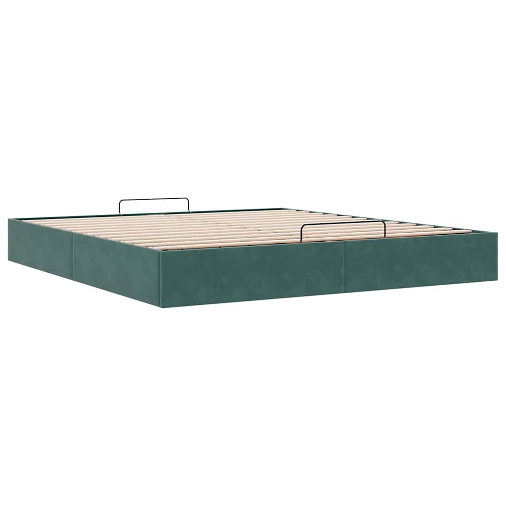 Ottoman bedframe zonder matras 160x200 cm fluweel donkergroen