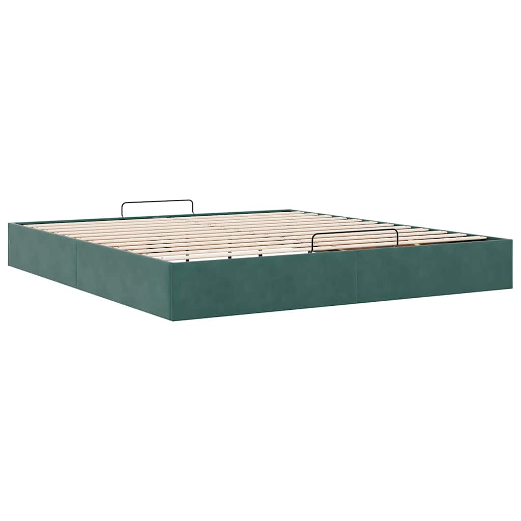 Ottoman bedframe zonder matras 160x200 cm fluweel donkergroen